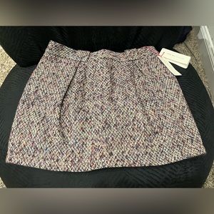 NWT See by Chloe Wool Mohair Multicolor Pleated Tweed Mini Skirt US 4 IT 40
